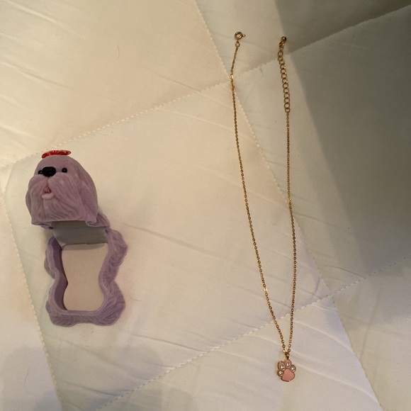 Girls puppy paw print necklace. Worn once - Picture 3 of 3